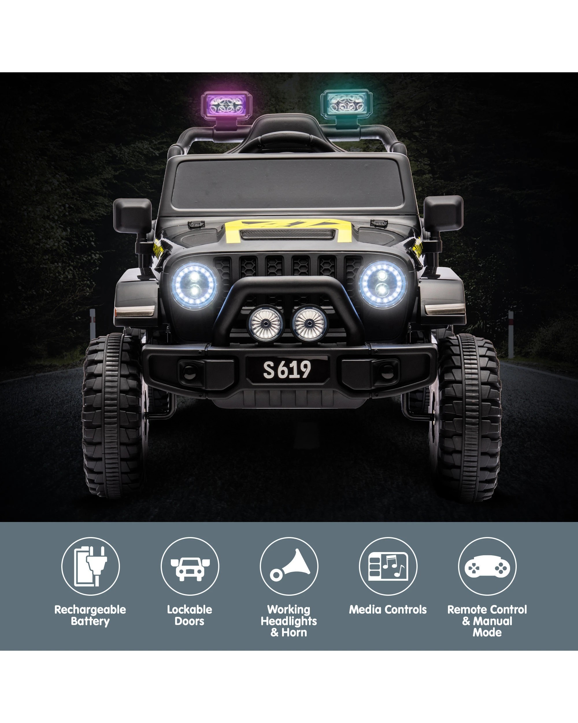 3 Kahuna S619 Gravity Kids Electric Ride On Car - Black, 3 of 10