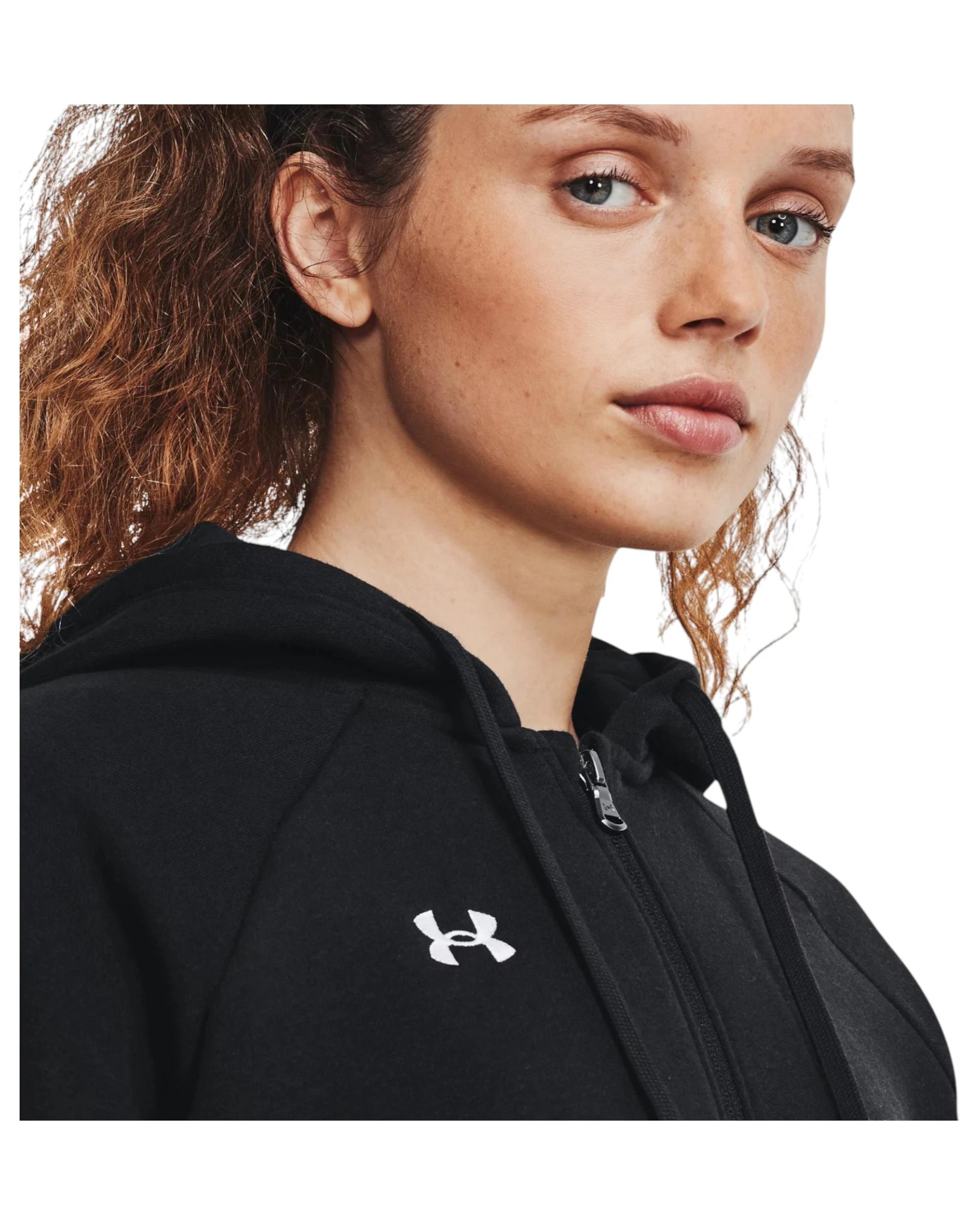 2 Under Armour Womens Rival Fleece Full Zip Black Hooded Jacket BLACK, 2 of 6