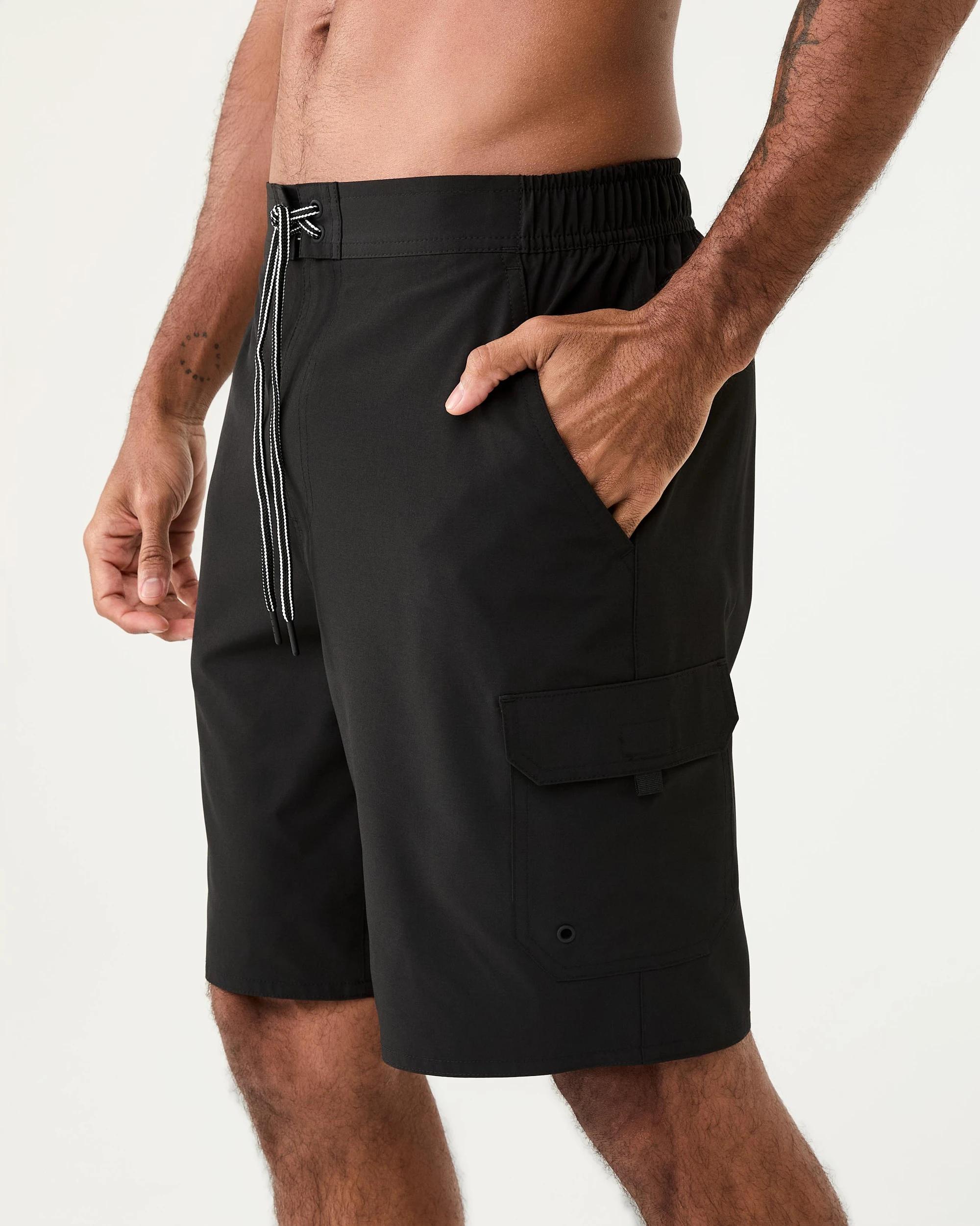 2 Stretch Cargo Swim Shorts Black, 2 of 8