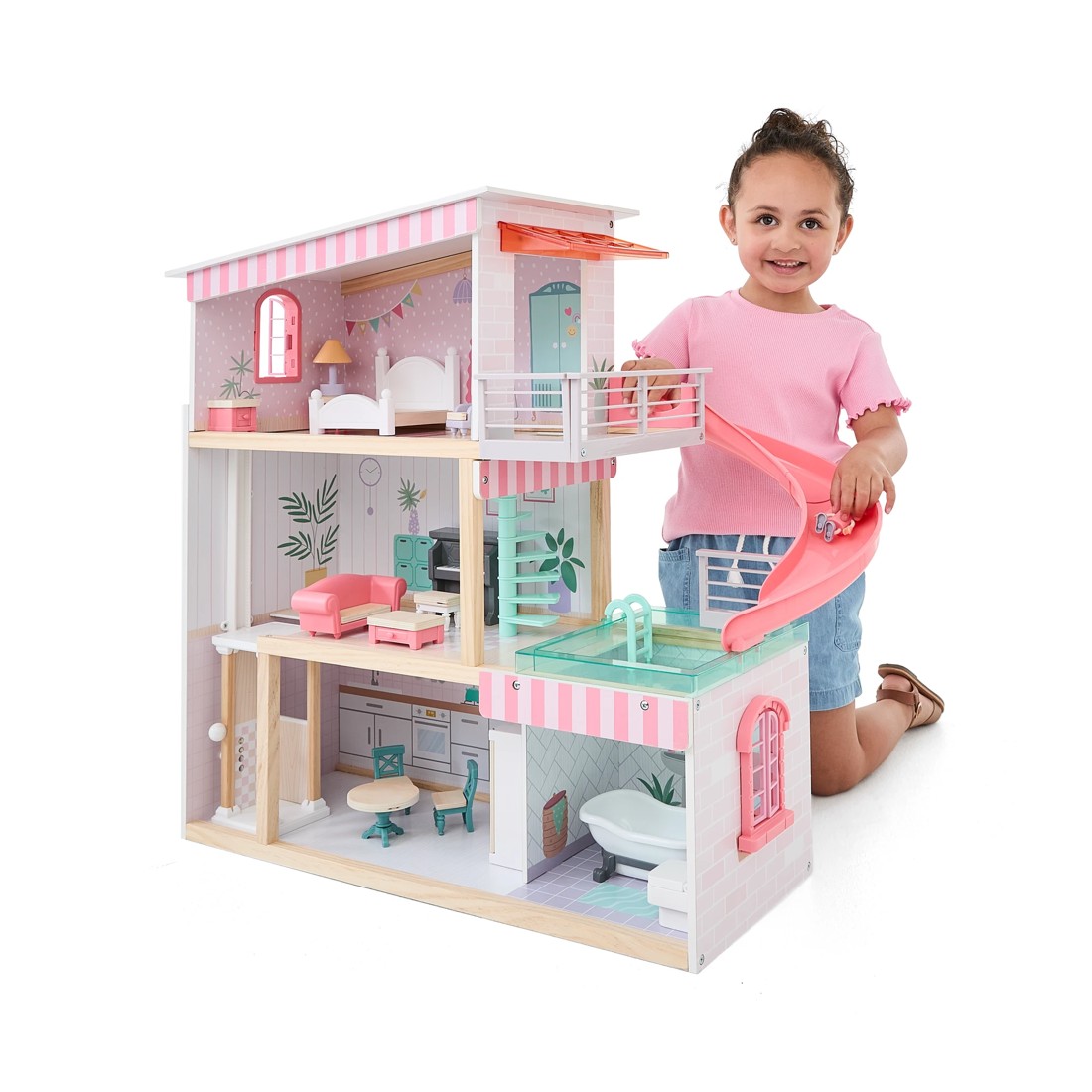 1 17 Piece Wooden Dollhouse Set, 1 of 10