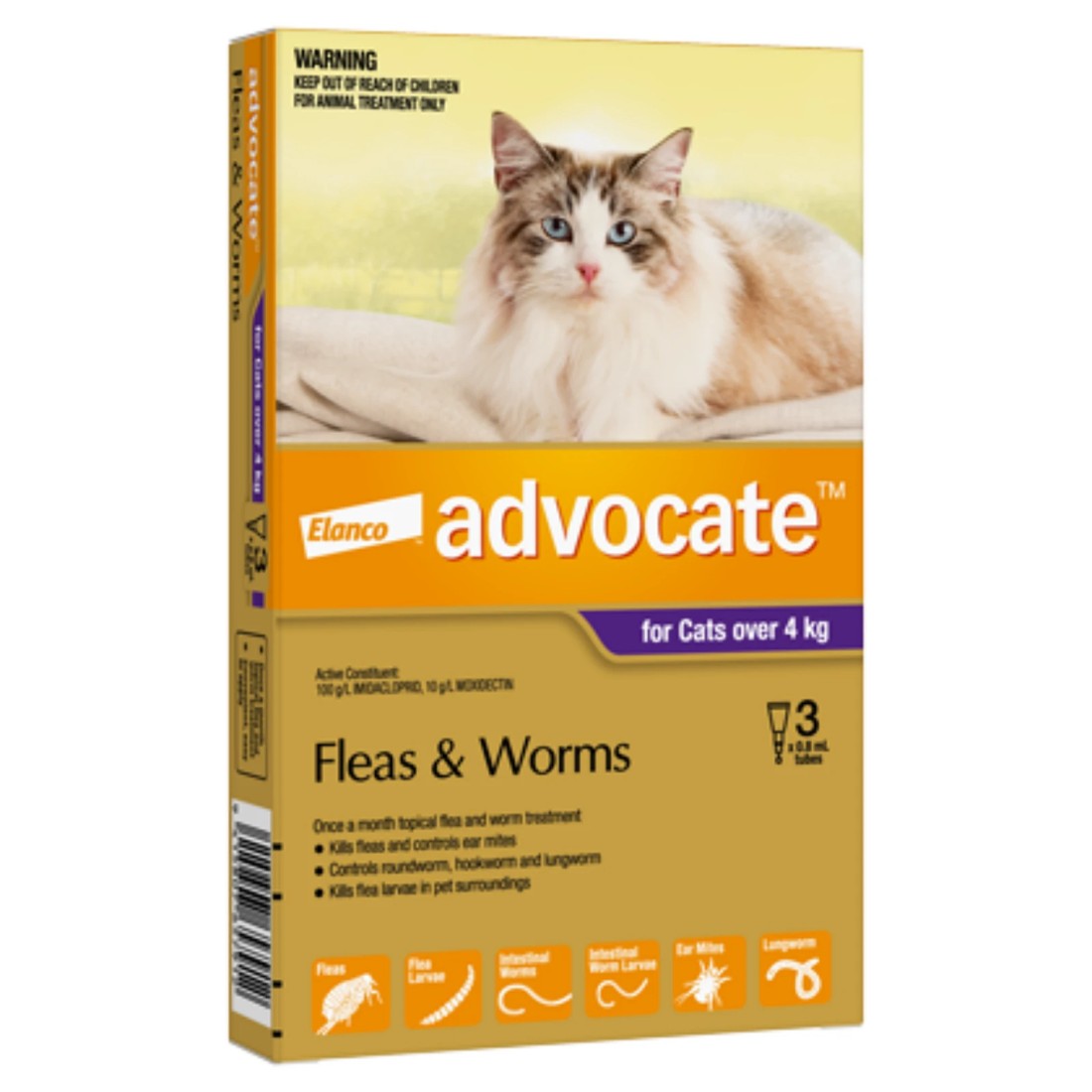 1 Advocate For Cats Flea And Worming Spot-on Over 4kg - 1 Pack, 1 of 2