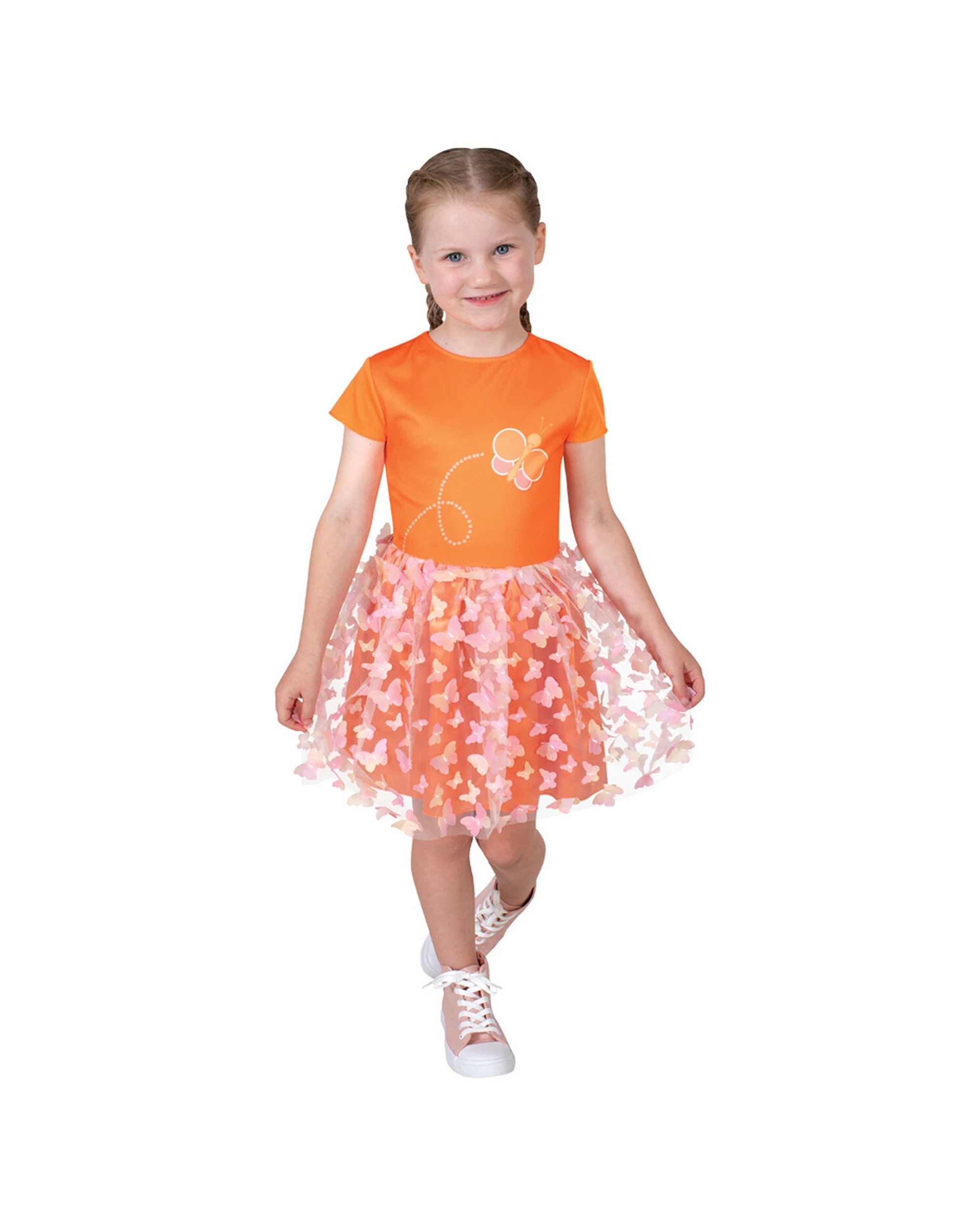 2 Emma Memma Deluxe Toddler Butterfly Dress Costume Party Dress Up Outfit - Orange, 2 of 4