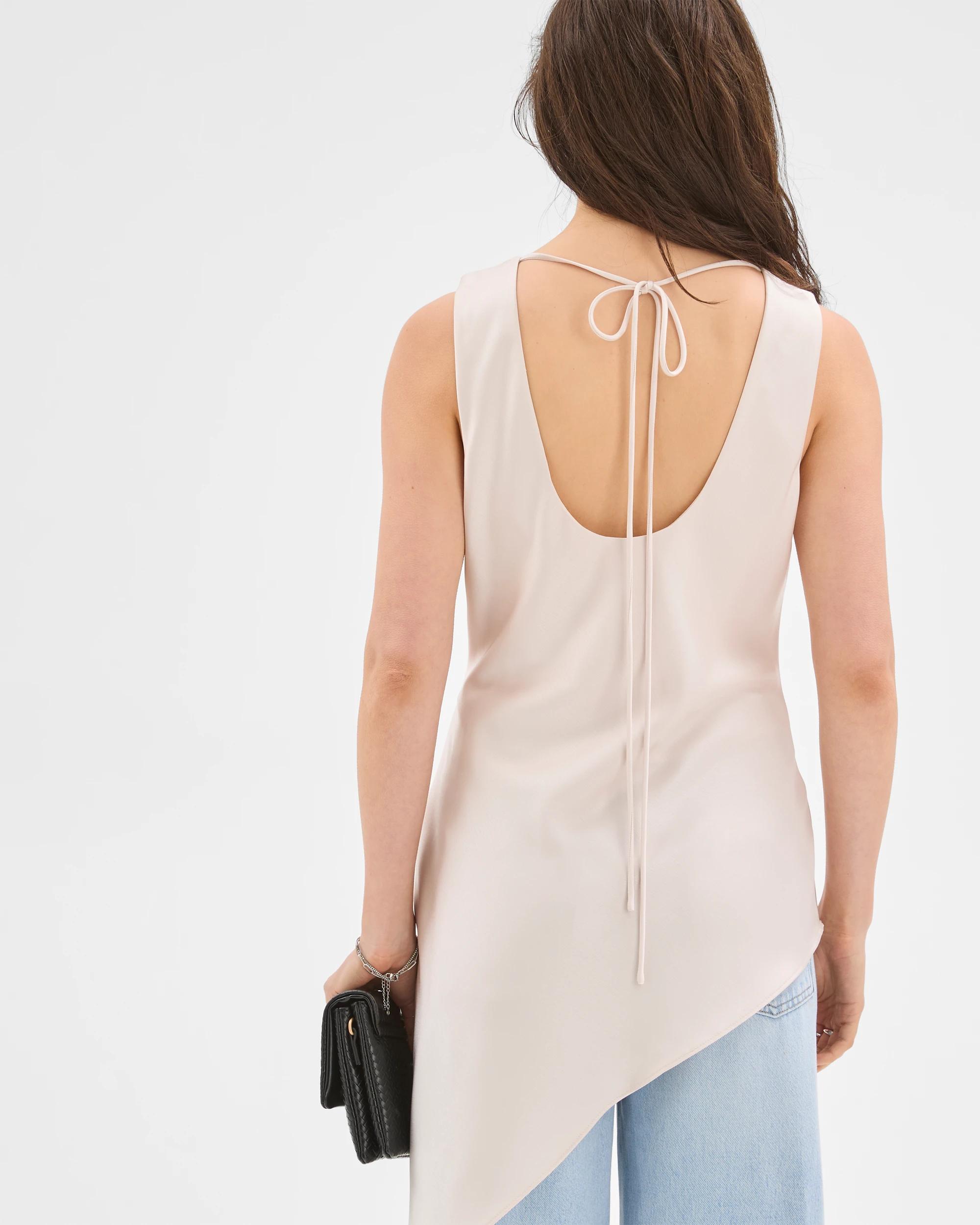 6 Lily Loves Asymmetrical Satin Tank Top PUMICE, 6 of 6