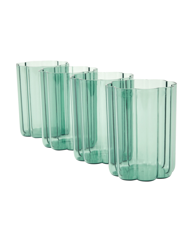 4 Green Acrylic Ripple Highball Gla