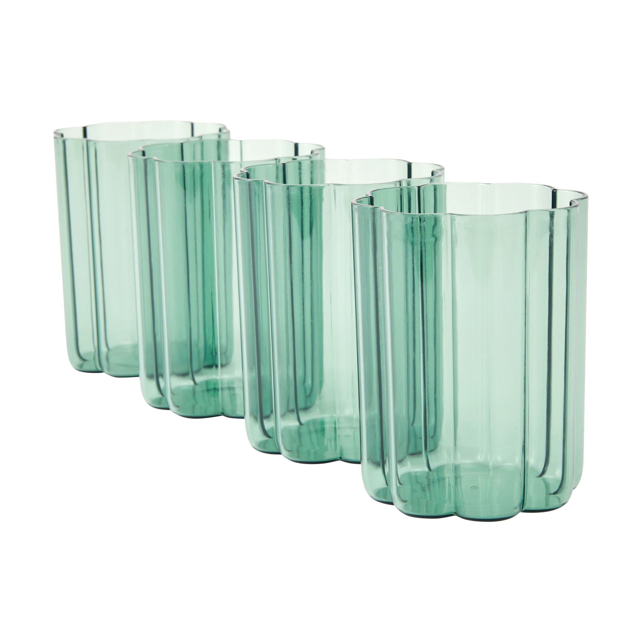 1 4 Green Acrylic Ripple Highball Glasses, 1 of 4