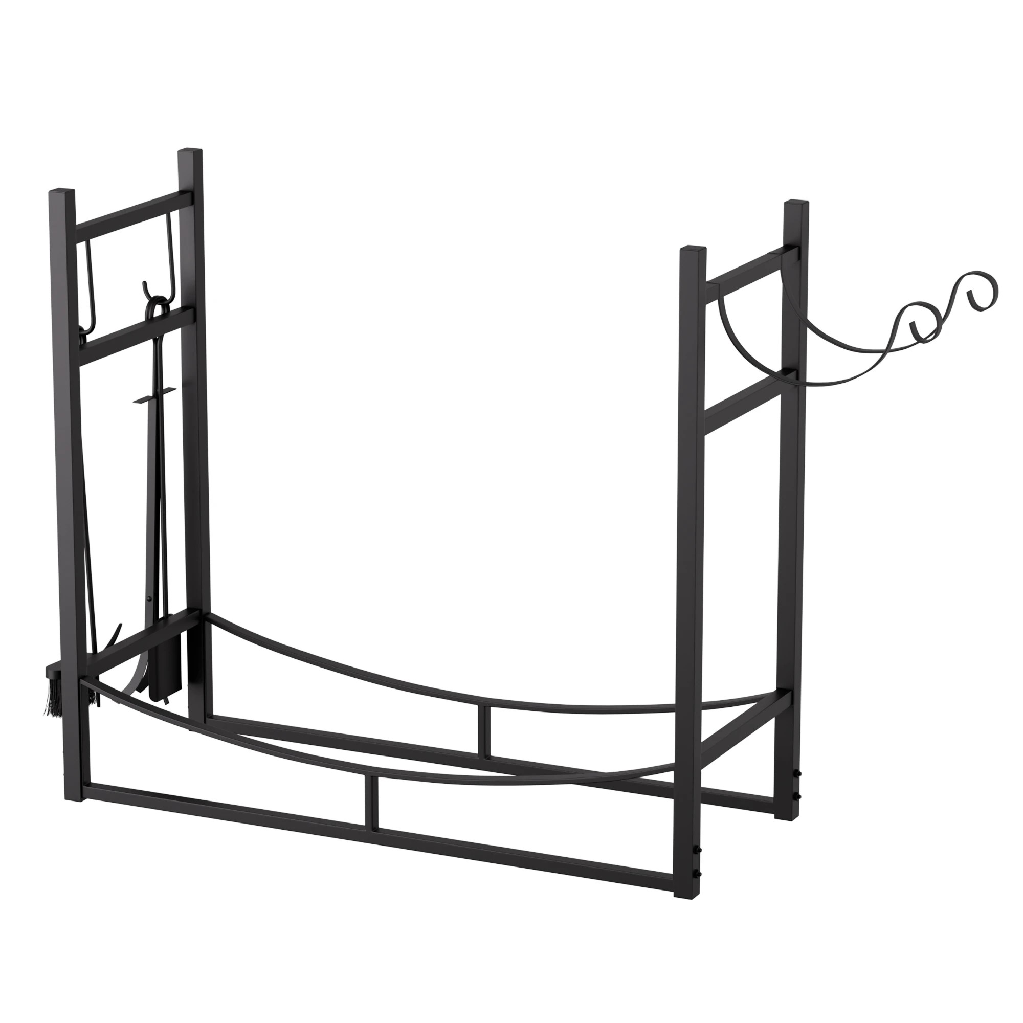 2 Moyasu Fireplace Log Rack with Kindling Holder - Black, 2 of 9