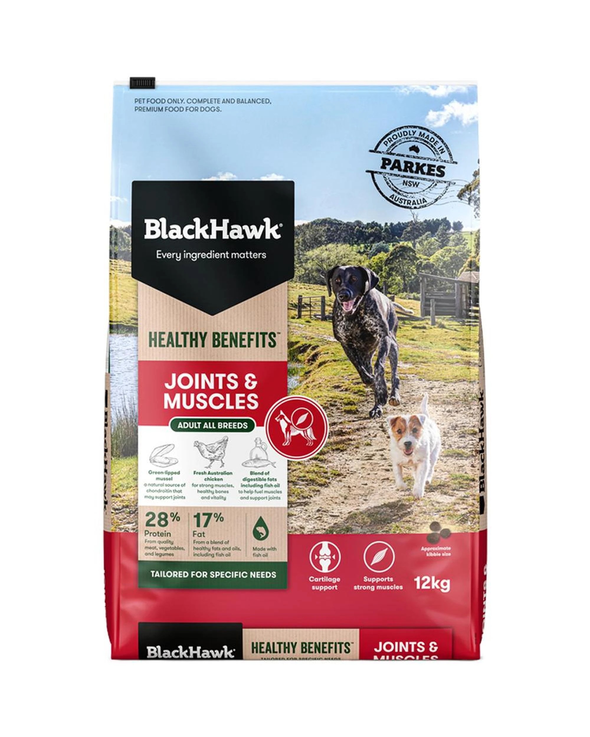 1 Black Hawk Healthy Benefits Joints & Muscles Dry Adult Dog Food 12kg, 1 of 2