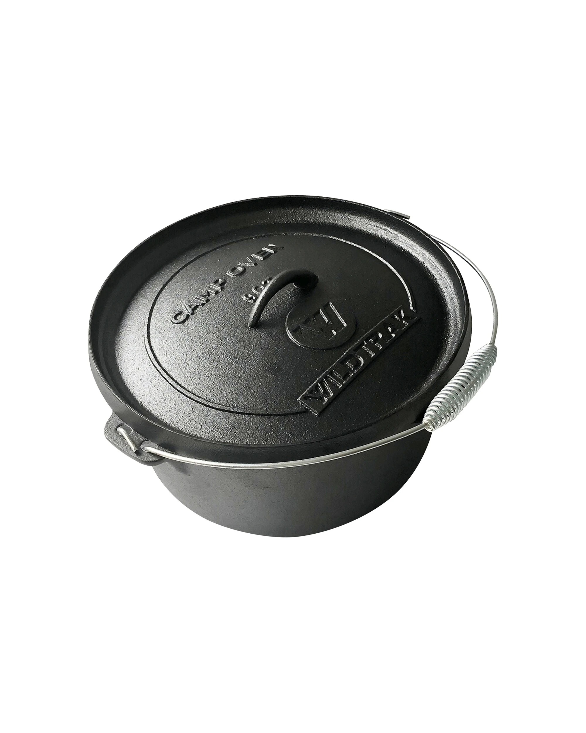 1 Wildtrak Round 9qt Cast Iron Camp Oven Pre-Seasoned Heavy Duty Bail Handle - Black, 1 of 2