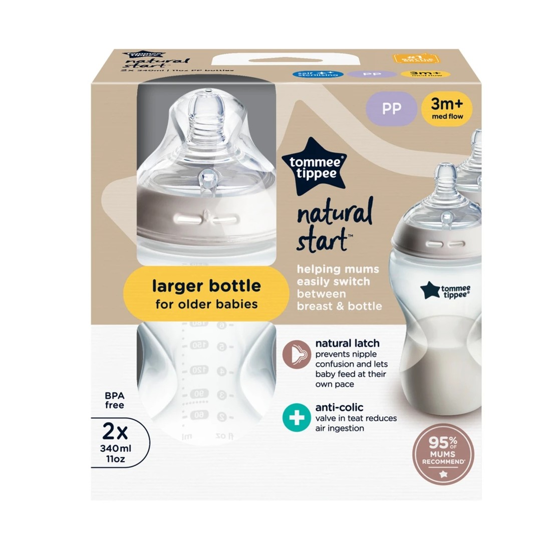 1 2 Pack Tommee Tippee Natural Start Baby Bottles, 1 of 7