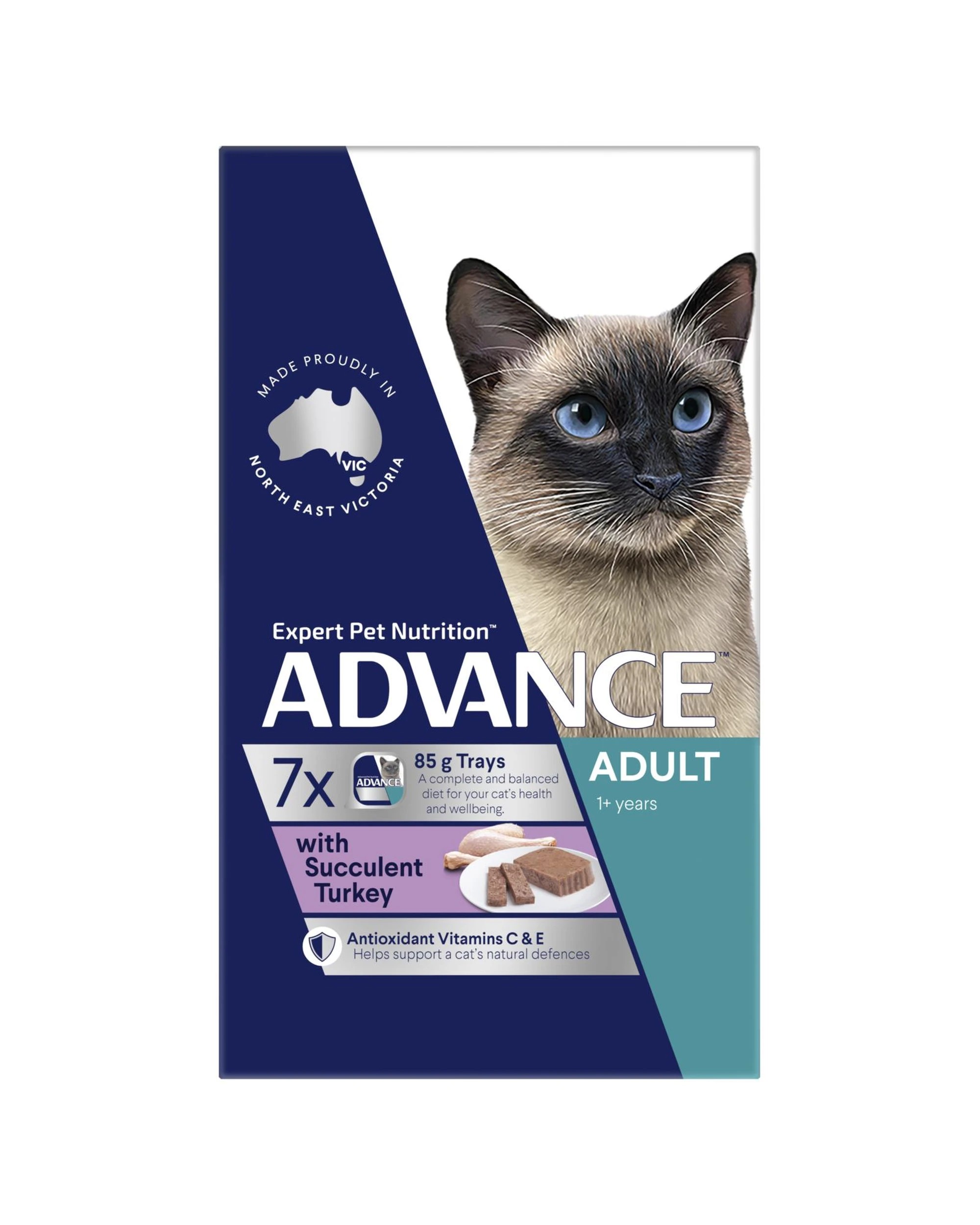 3 Advance Adult 1+ Wet Cat Food w/ Succulent Turkey 7 x 85g, 3 of 3
