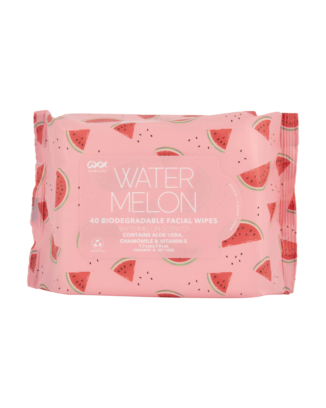 OXX Skincare 40 Pack Biodegradable Facial Wipes - Watermelon Sce