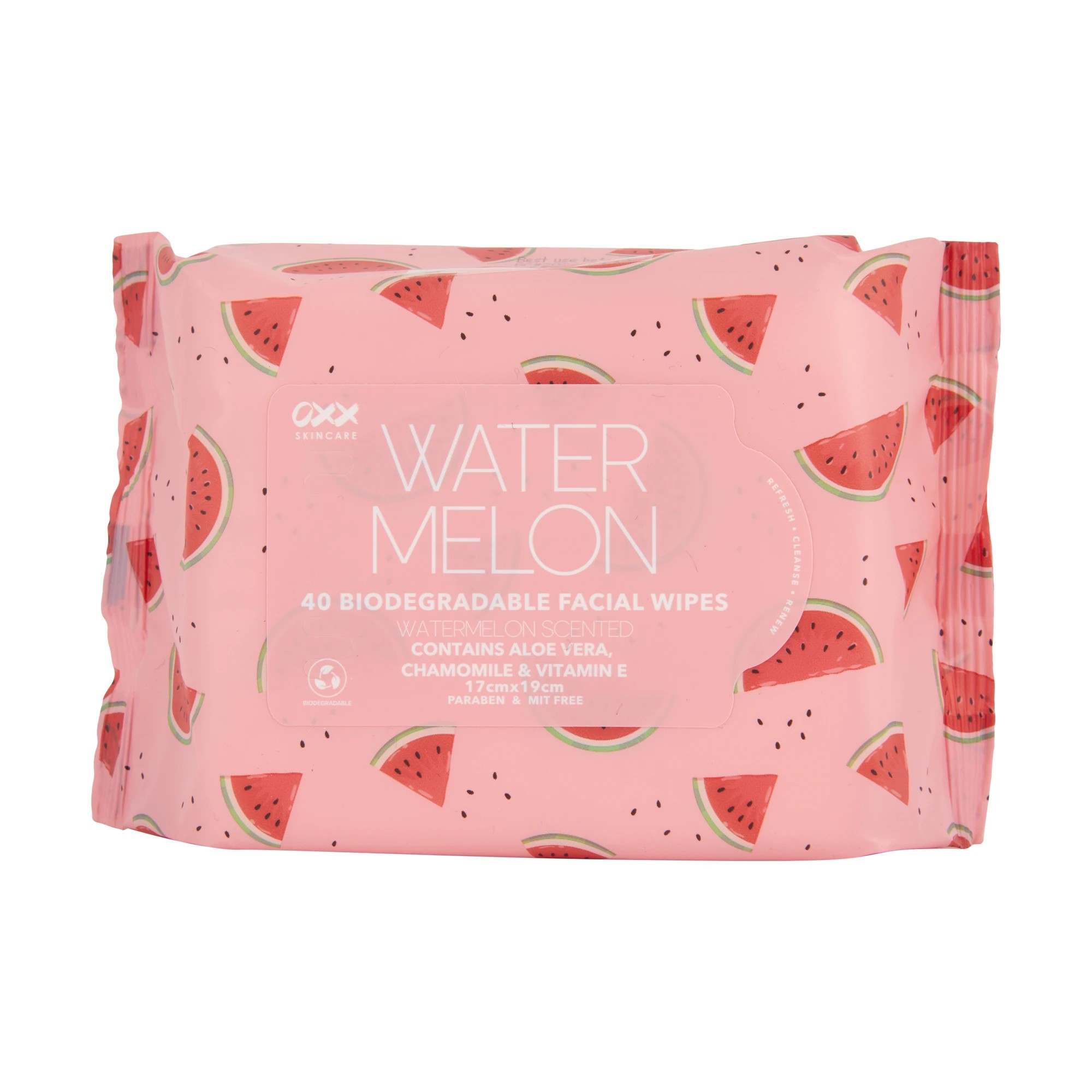 1 OXX Skincare 40 Pack Biodegradable Facial Wipes - Watermelon Scented, 1 of 4