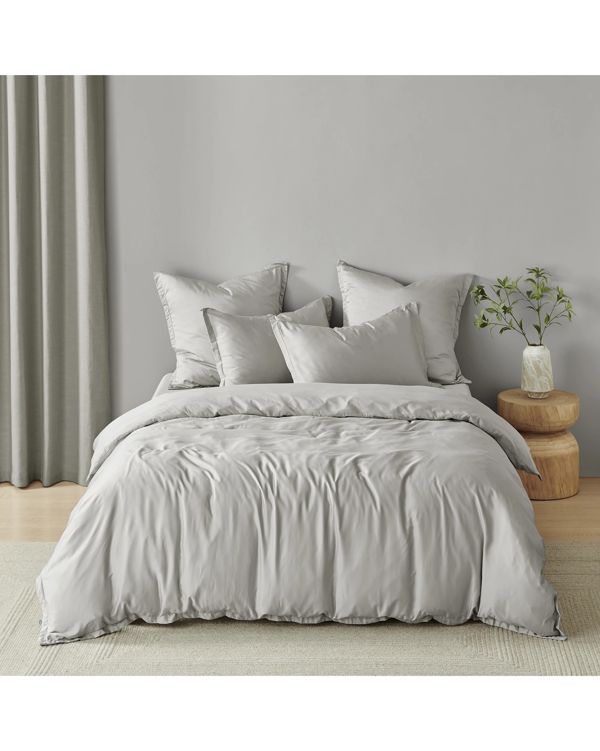 2 Natural Home 400TC 100% Bamboo Sateen Tailored Quilt Cover Set - Single Bed - Dove Grey, 2 of 7