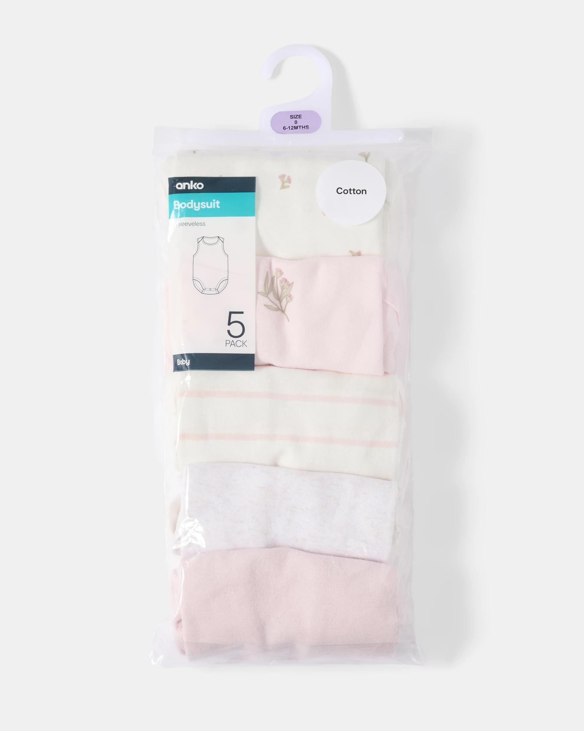 3 5 Pack Sleeveless Bodysuits Floral, 3 of 3