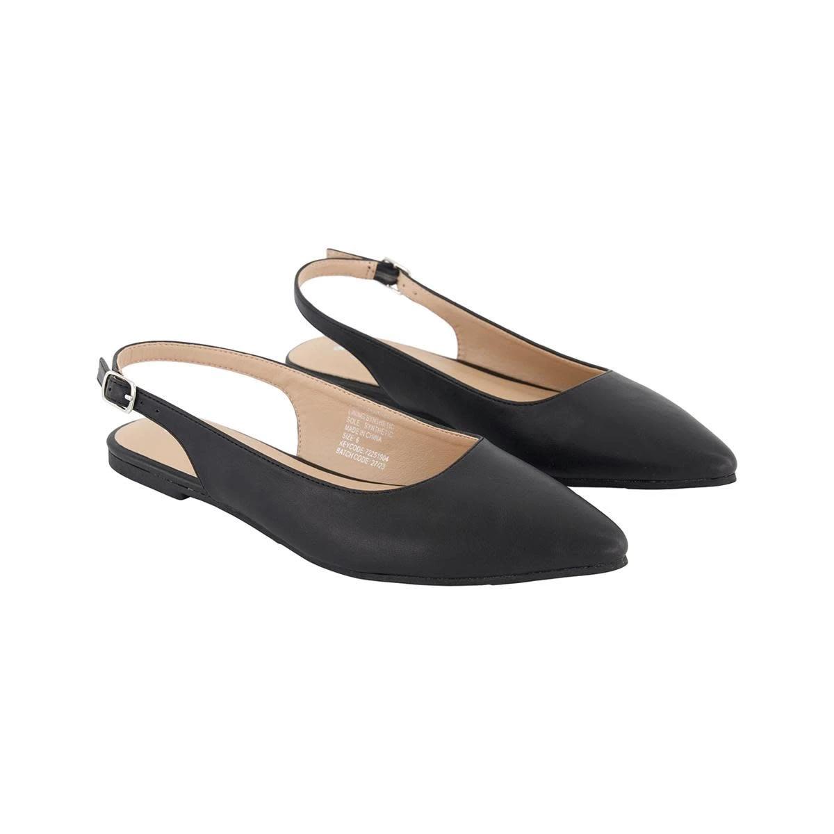 2 Point Toe Ballet Slingback Flats BLACK, 2 of 5