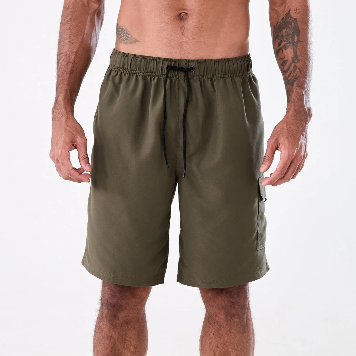 1 Elastic Waist Regular Cargo Boardshorts TUSSOCK GREEN, 1 of 7