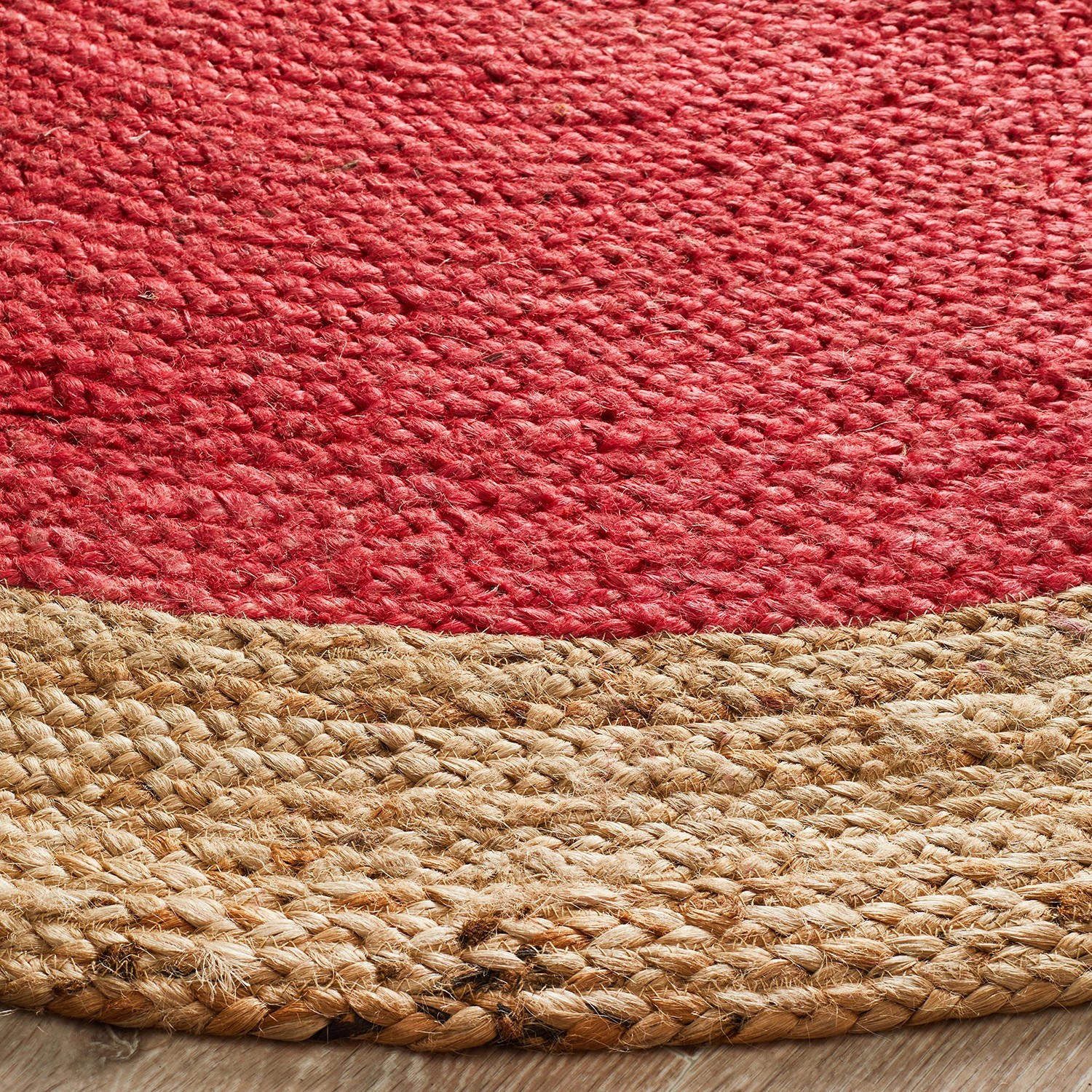 3 Common Ground Rugs Solace Polo 150x150cm - Small Round Handwoven Jute Rug - Red, 3 of 6