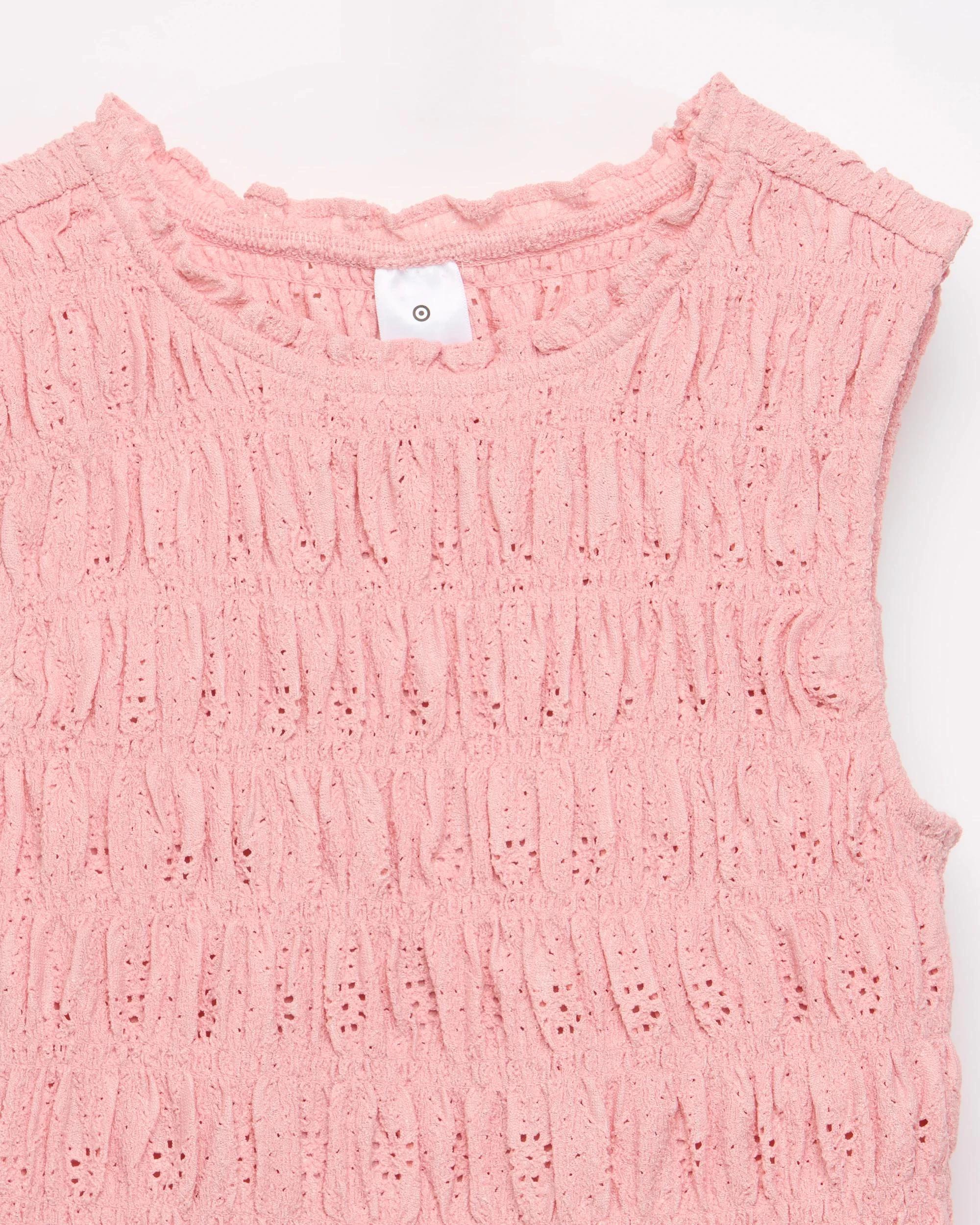 6 Target Textured Knit Shirred Tank Top POWDER PINK, 6 of 6