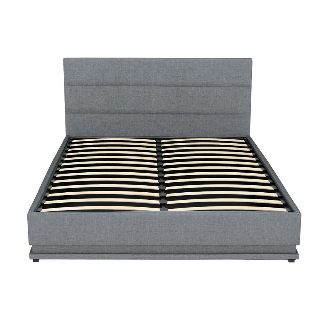 4 Artiss Bed Frame Queen Size LED Gas Lift  LUMI - Grey, 4 of 7