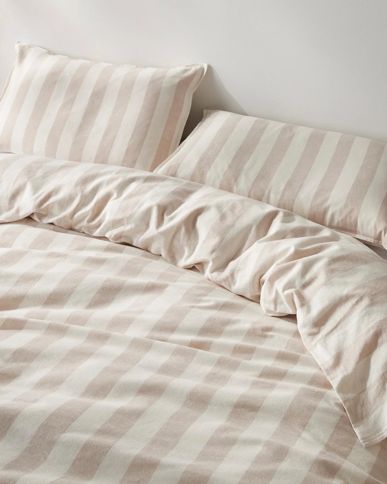 2 Target Reid Stripe Linen/Cotton Quilt Cover Set - Super King Bed - Natural, 2 of 3