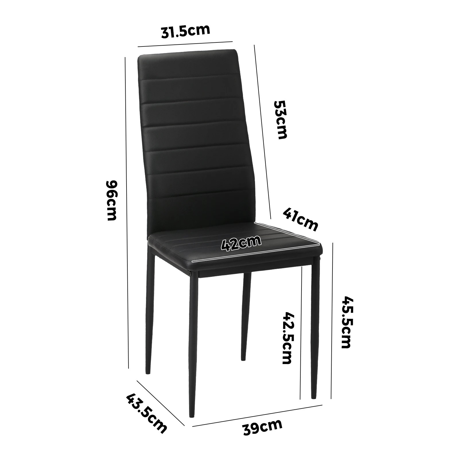 5 Oikiture 4pcs Dining Chairs High-back Kitchen Chair Padded Faux Leather
 - Black, 5 of 10