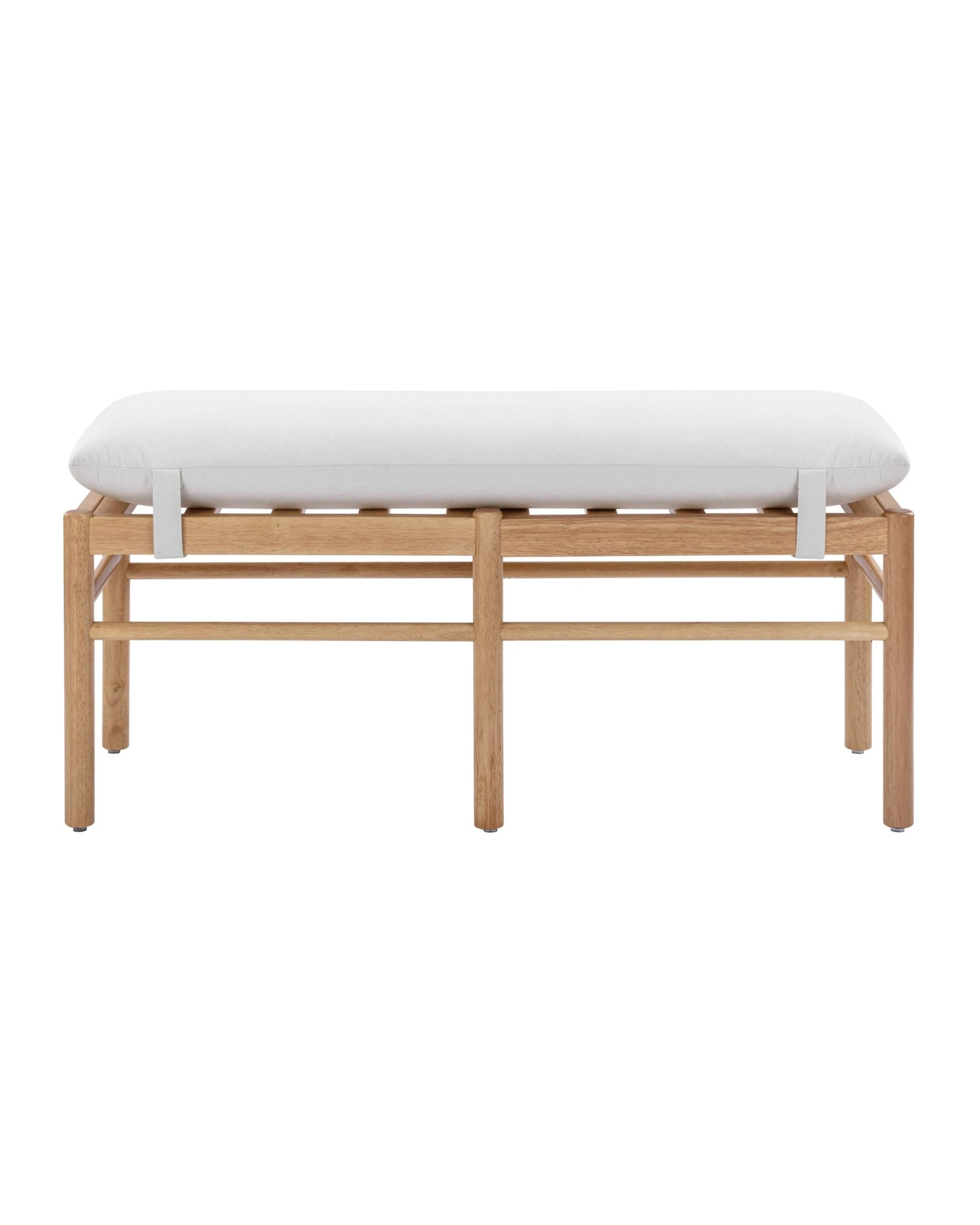 3 Kodu Bench Seat 113W with Cushion Rubberwood - Beige, 3 of 10
