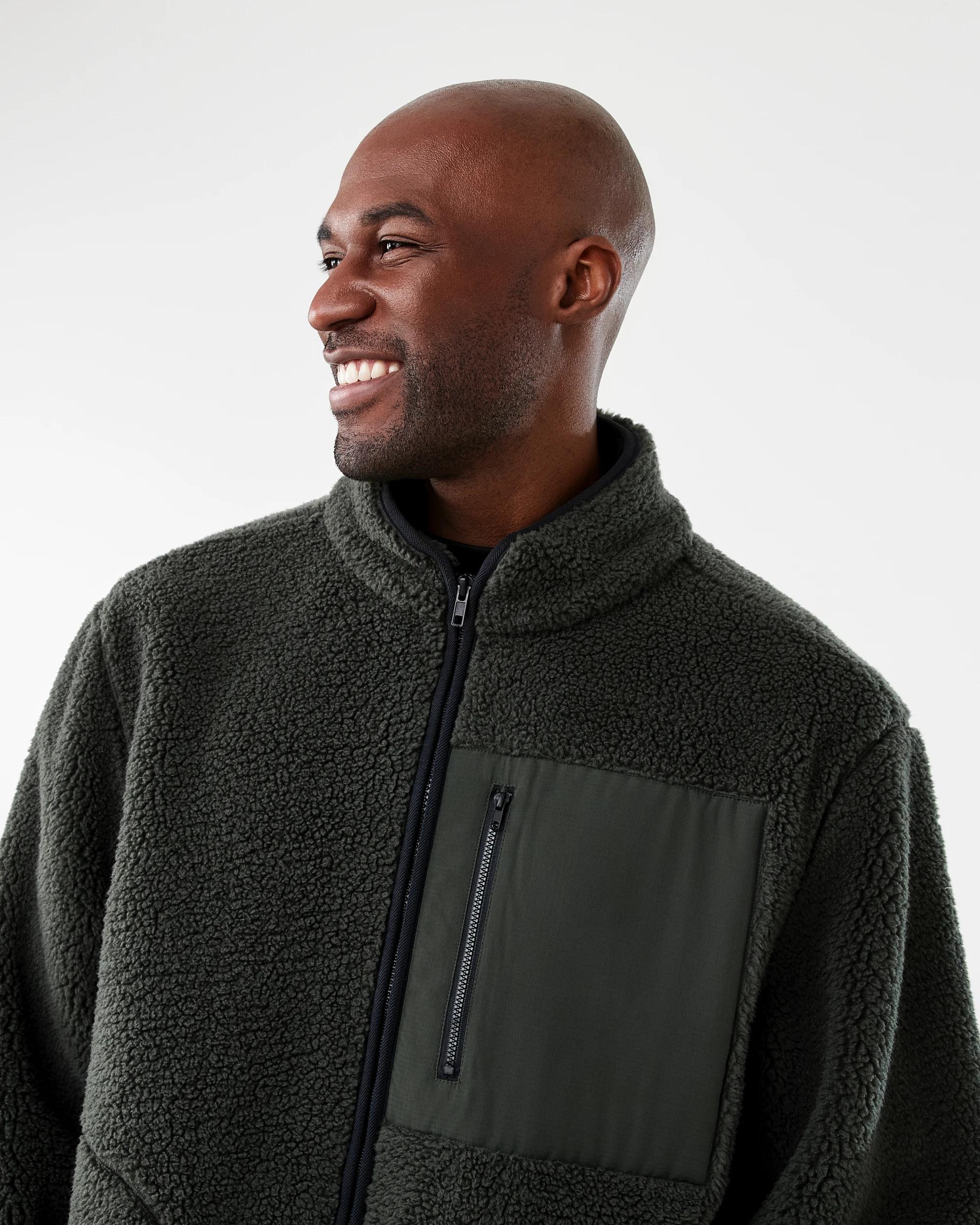 5 Active Mens Outdoor Oversized Sherpa Jacket Deepst Grn, 5 of 7