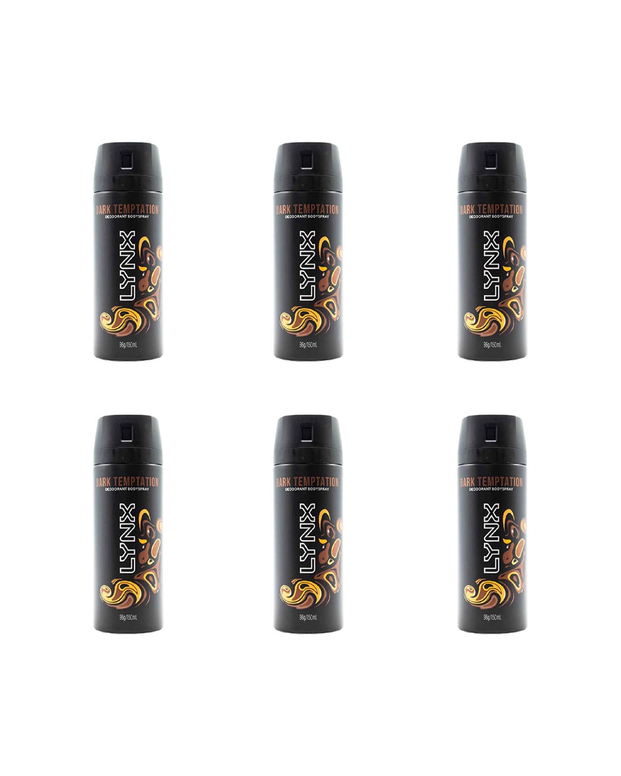 1 Lynx 6PK Deodorant Fragrance 150ml 48h Protection Bodyspray Dark Temptation - Black, 1 of 4