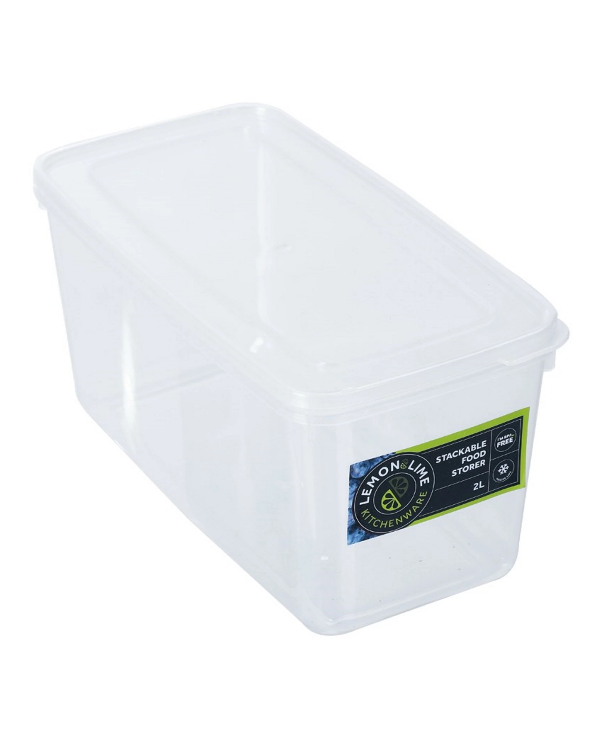 1 Lemon Lime Keep Fresh Clear Stackable Plastic Food Container 2L, 1 of 3