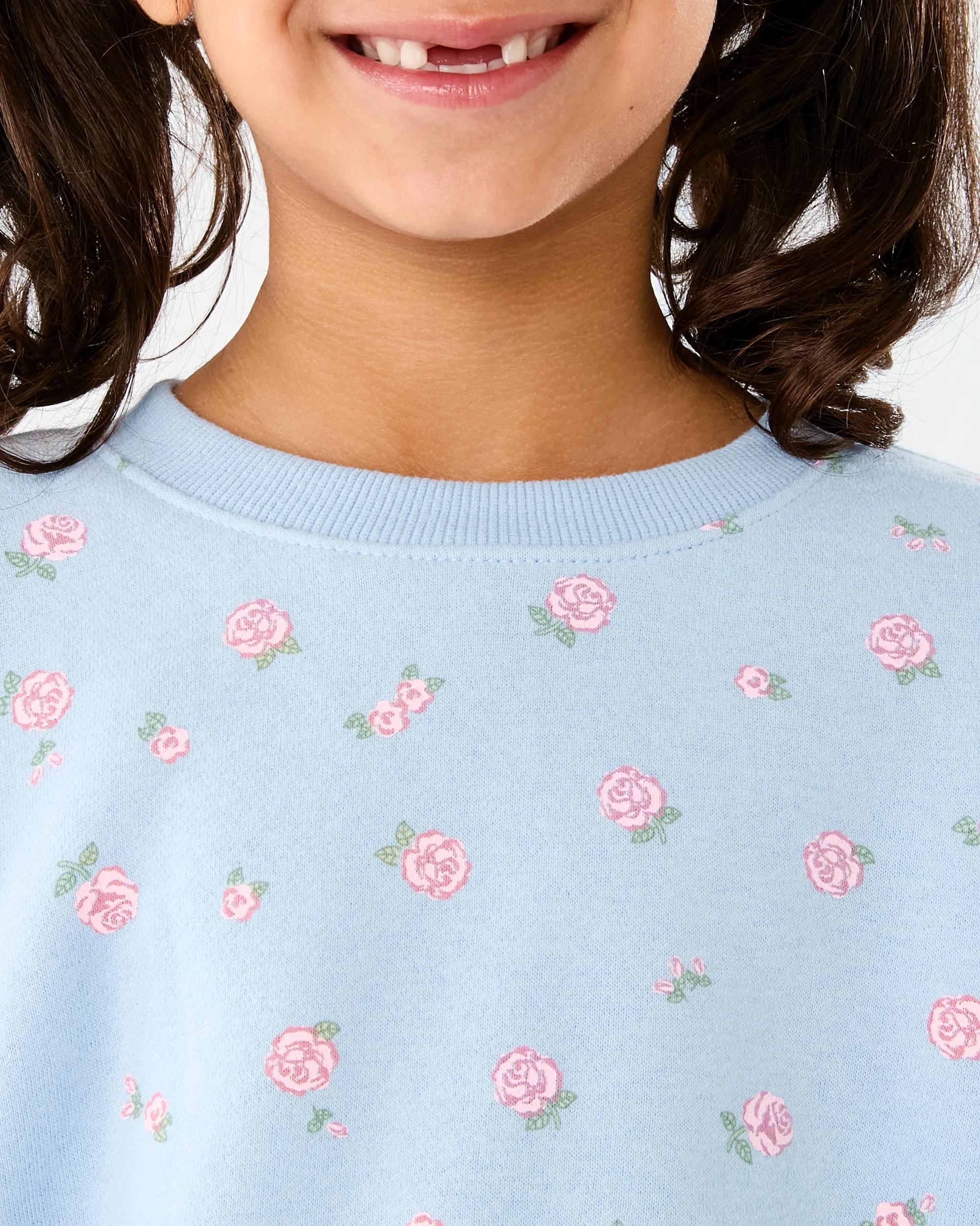 4 Oversized All Over Print Crew Neck Sweatshirt Blu Rose, 4 of 7
