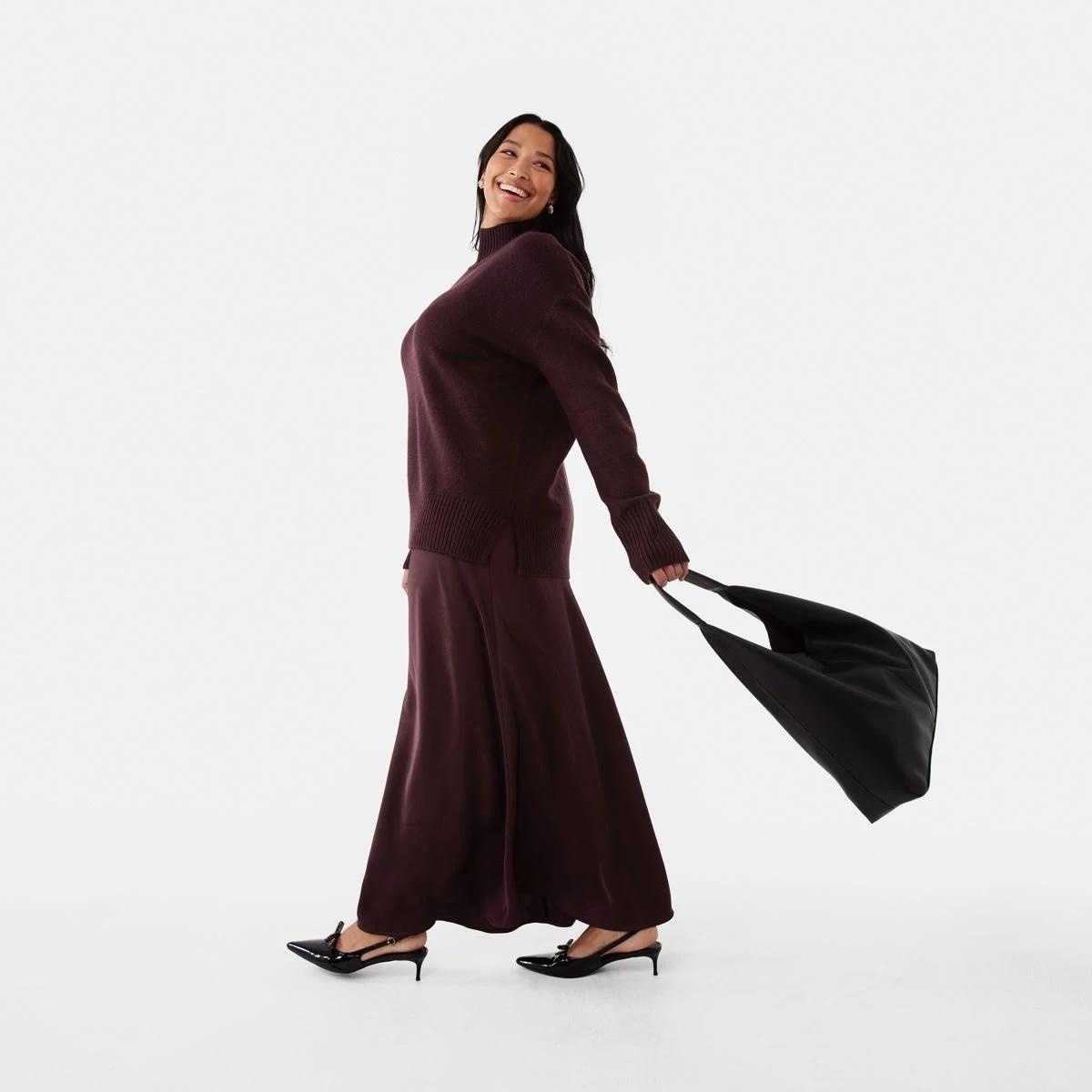 7 Satin Slip Skirt Mulberry, 7 of 7