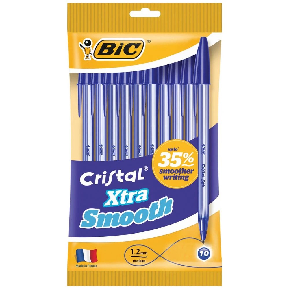 1 BIC Cristal Xtra Smooth Ballpoint Pens Blue 10 Pack, 1 of 3