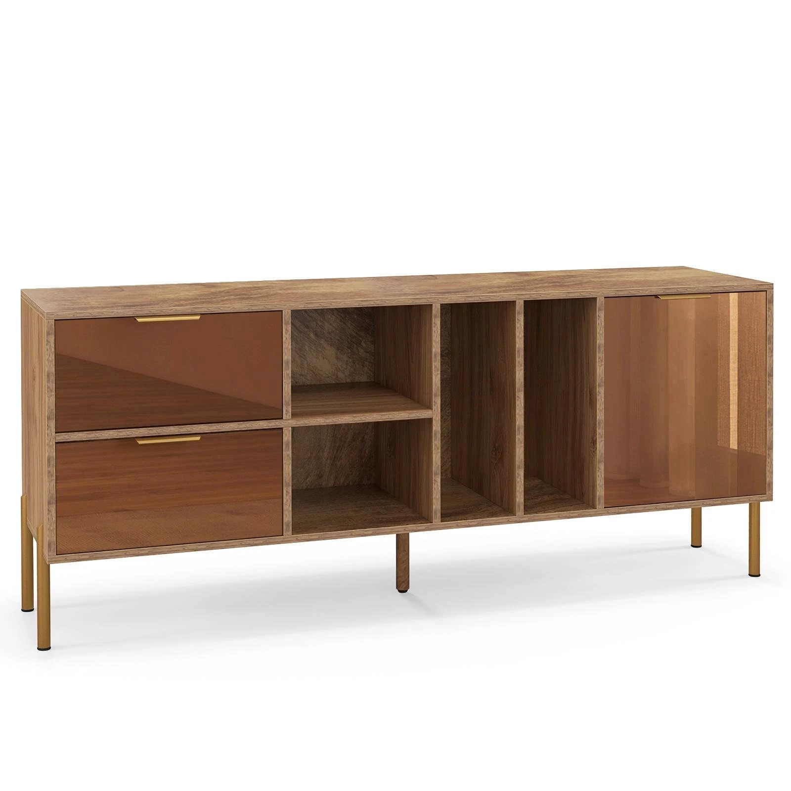 1 Costway Mirrored Buffet Cabinet Kitchen Sideboard Console Table - Natural, 1 of 3
