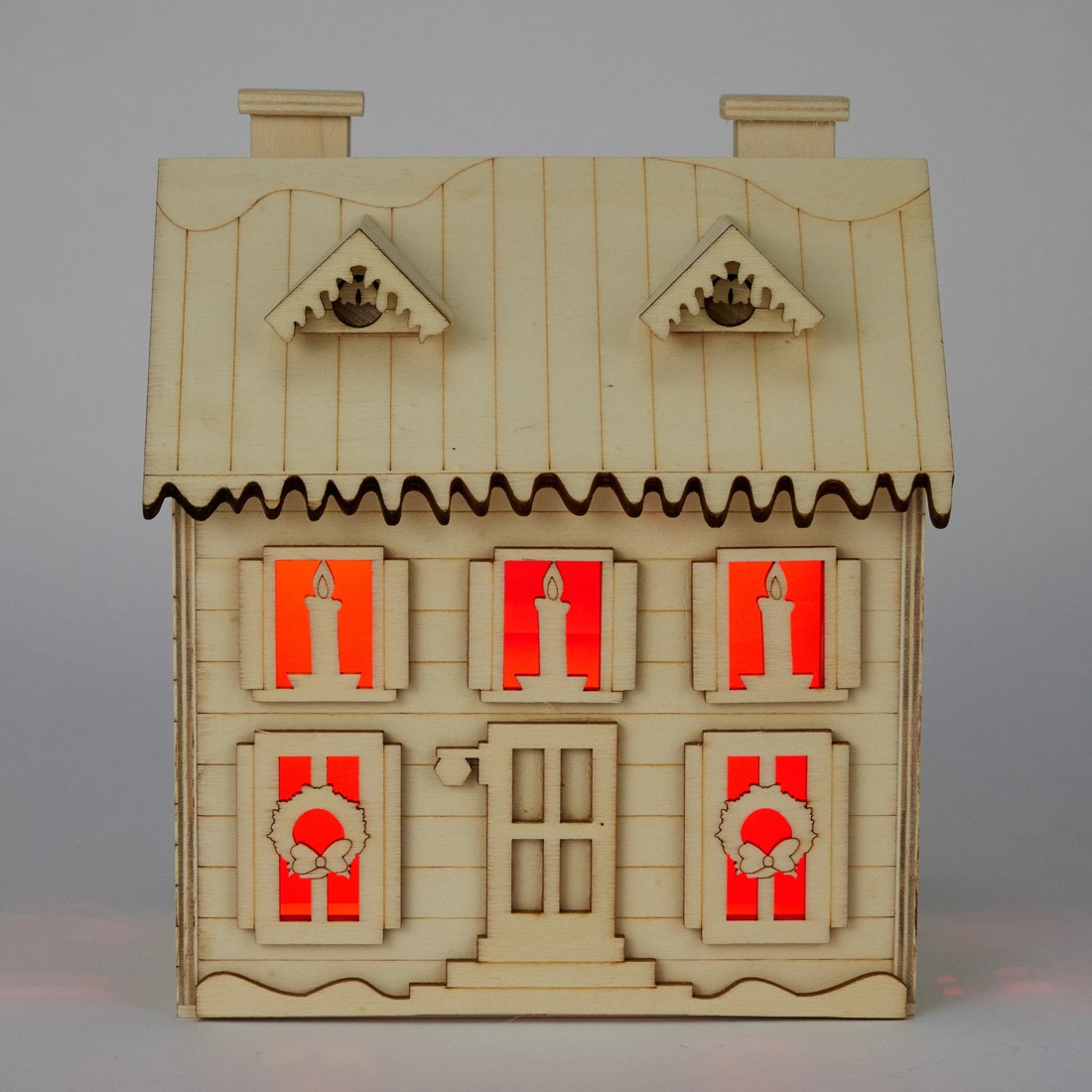 4 Craft Wood Blank LED Light Up Christmas House, 4 of 6