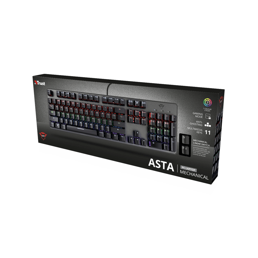 5 Trust International Trust GXT865 Asta Wired RGB Gaming Keyboard - Black, 5 of 9