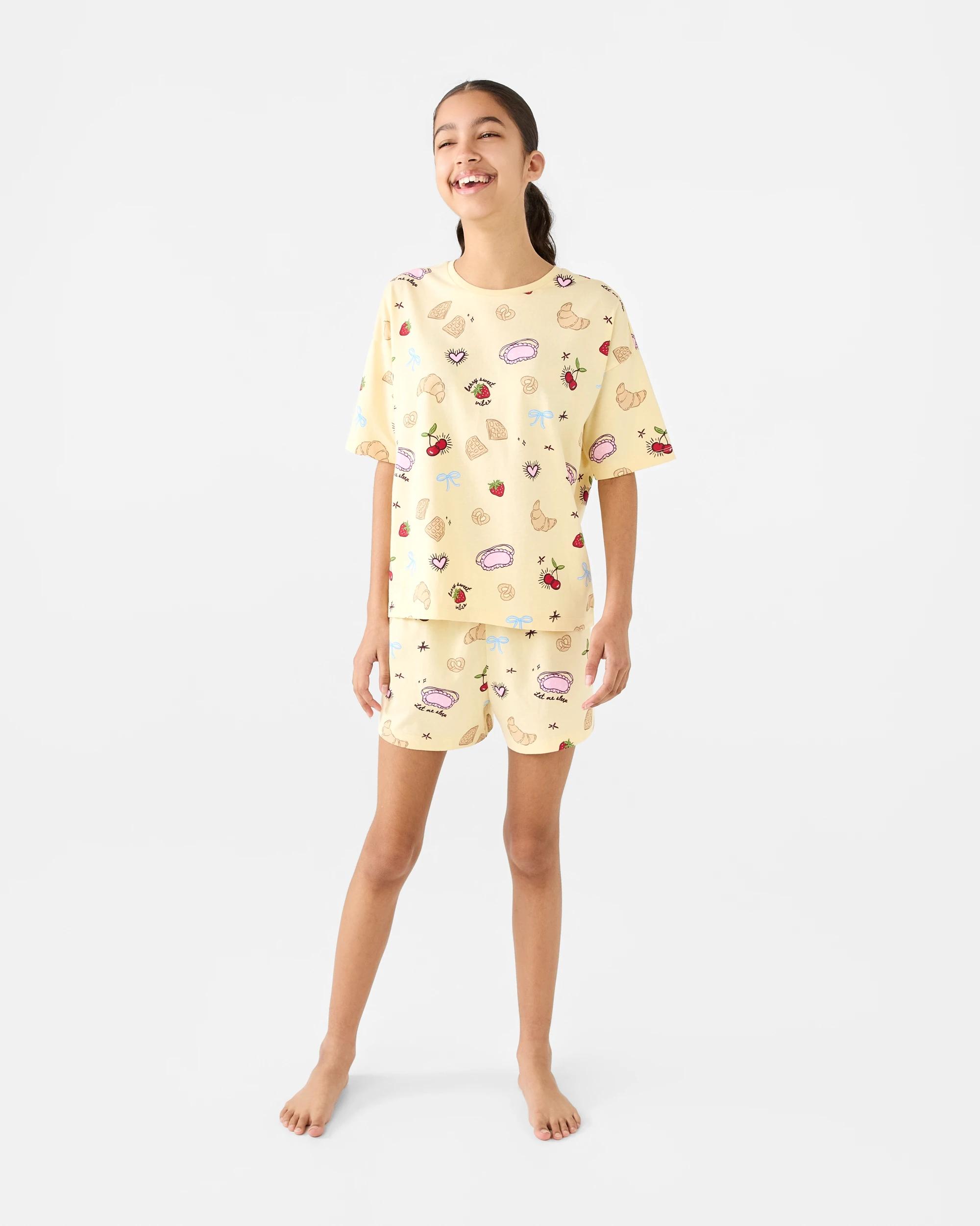 6 Short Sleeve Jersey Pyjama Set Ylw Brunch, 6 of 8