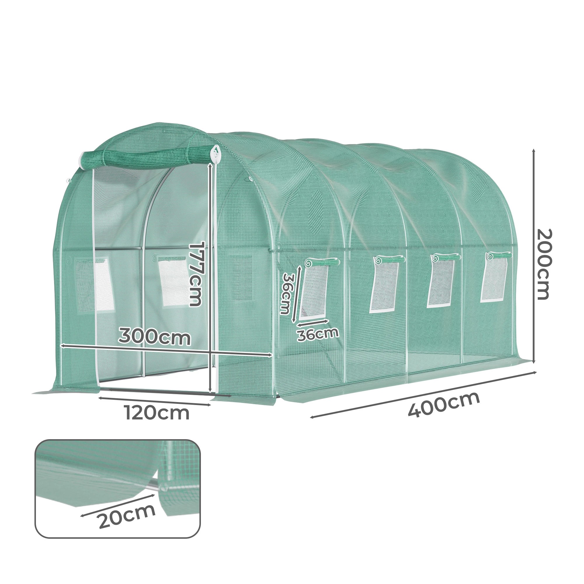 2 Lambu Greenhouse Walk-In Green House Shed Storage Hoop Tunnel Polytunnel PE 4m, 2 of 5