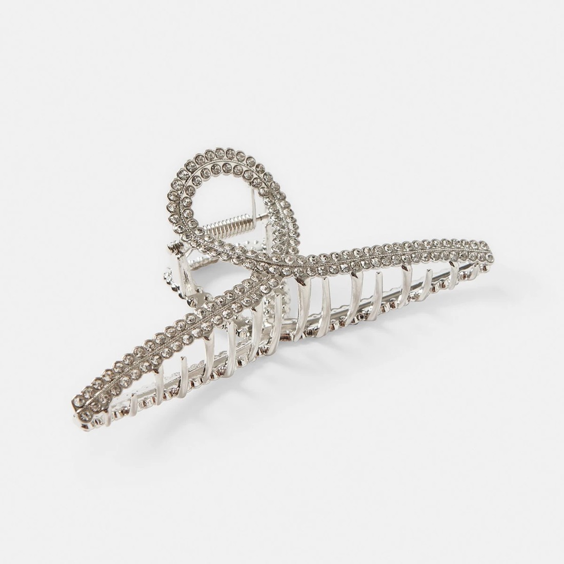 1 Diamante Metal Loop Claw Hair Clip - Silver Tone, 1 of 4