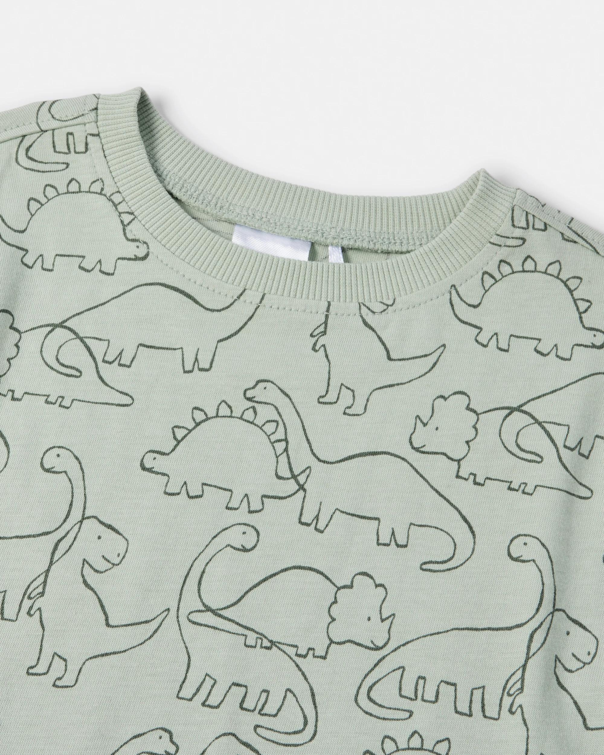 6 3 Pack Cotton Long Sleeve Pocket T-shirts Wht Dino, 6 of 7