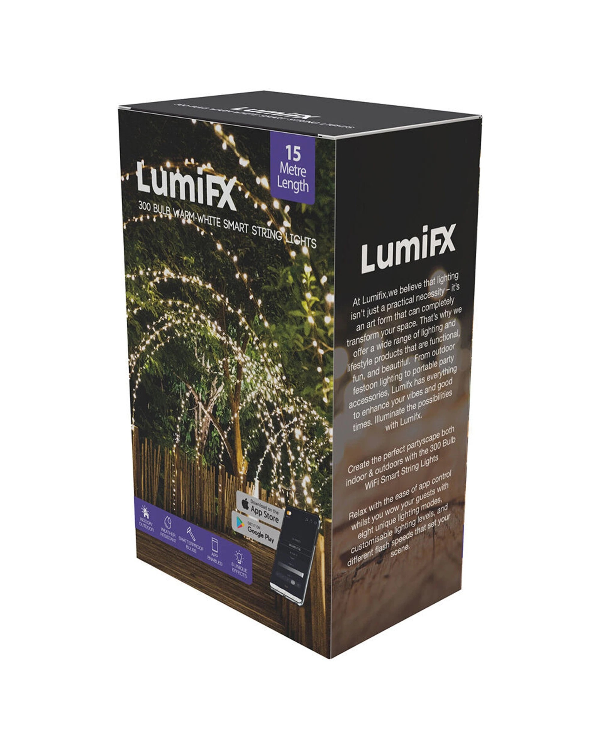 3 LumiFX 2PK 300 Bulb LED Wifi Smart String Lights Indoor & Outdoor 15m Warm - White, 3 of 7