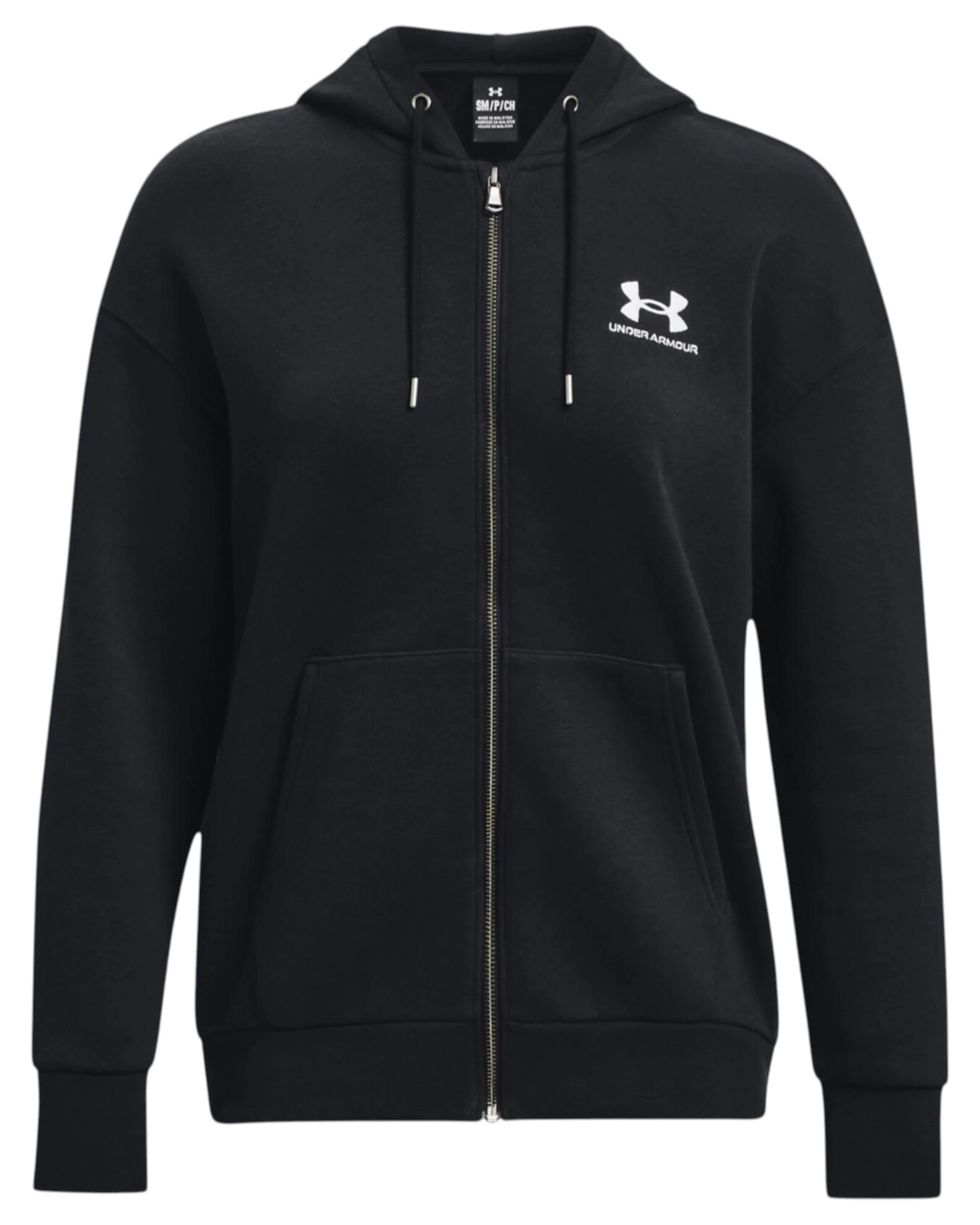 1 Under Armour Womens Essential Fleece Full-Zip Black Jacket BLACK, 1 of 5