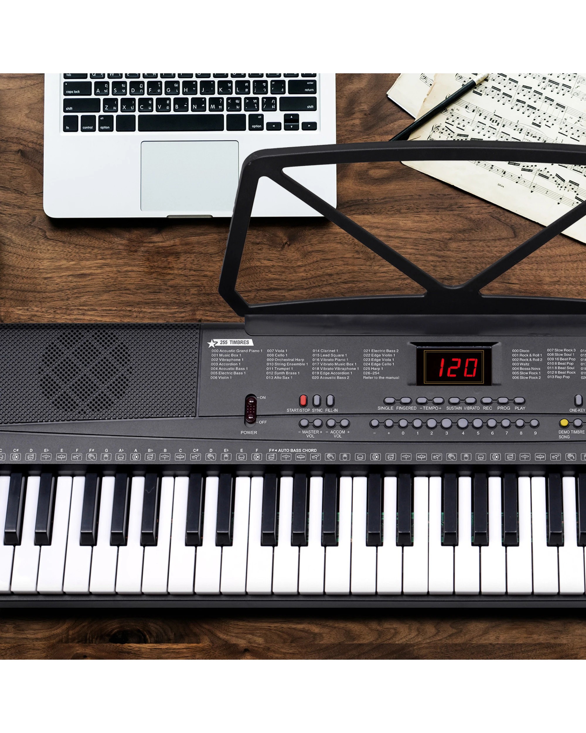 9 Karrera 61-Key Electronic Piano Keyboard 75cm with Stand in Black CHJ-61-75S - Black, 9 of 9