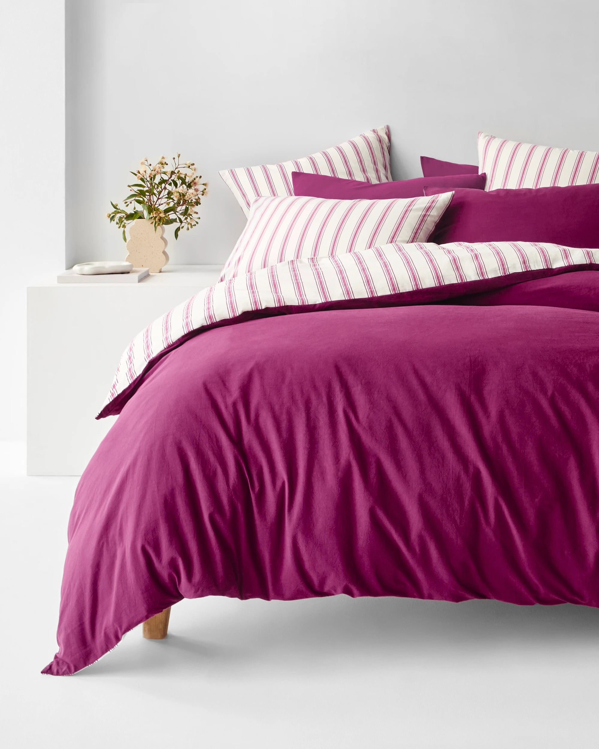 1 Arlo Cotton Stonewash Quilt Cover Set - Super King Bed - Pink, 1 of 7