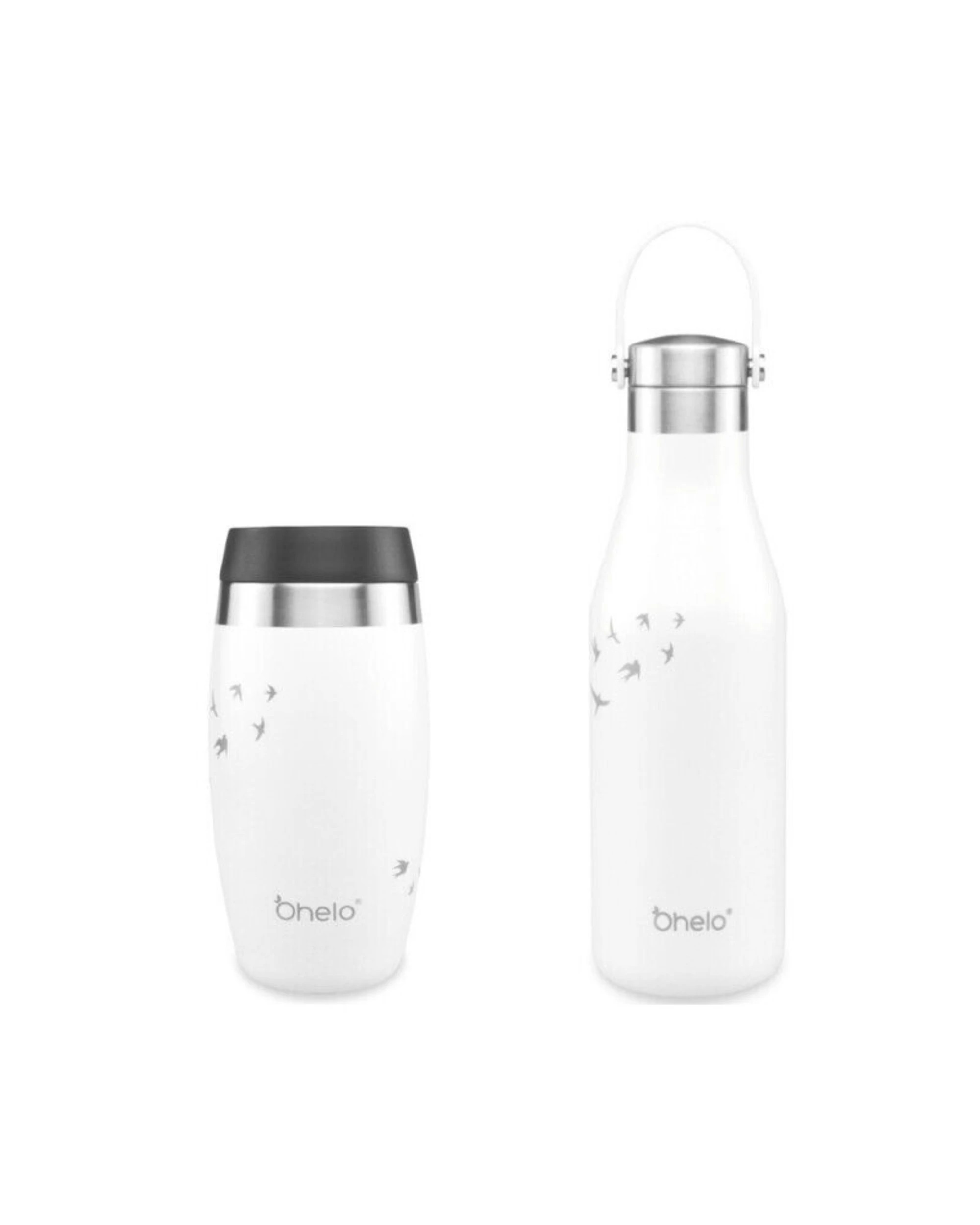 1 O'Helo Bottle & Tumbler With Etched Swallow - White, 1 of 4