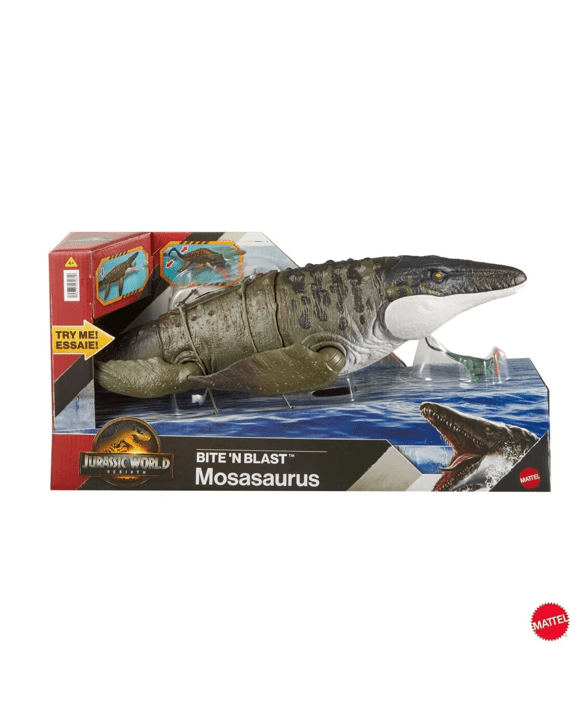 Jurassic World Rebirth Bite 'N Blast Mosasaurus Action Figure & Mini Dilophosaurus