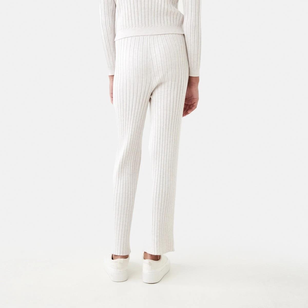 2 Rib Wide Leg Pants Crm Marle, 2 of 7