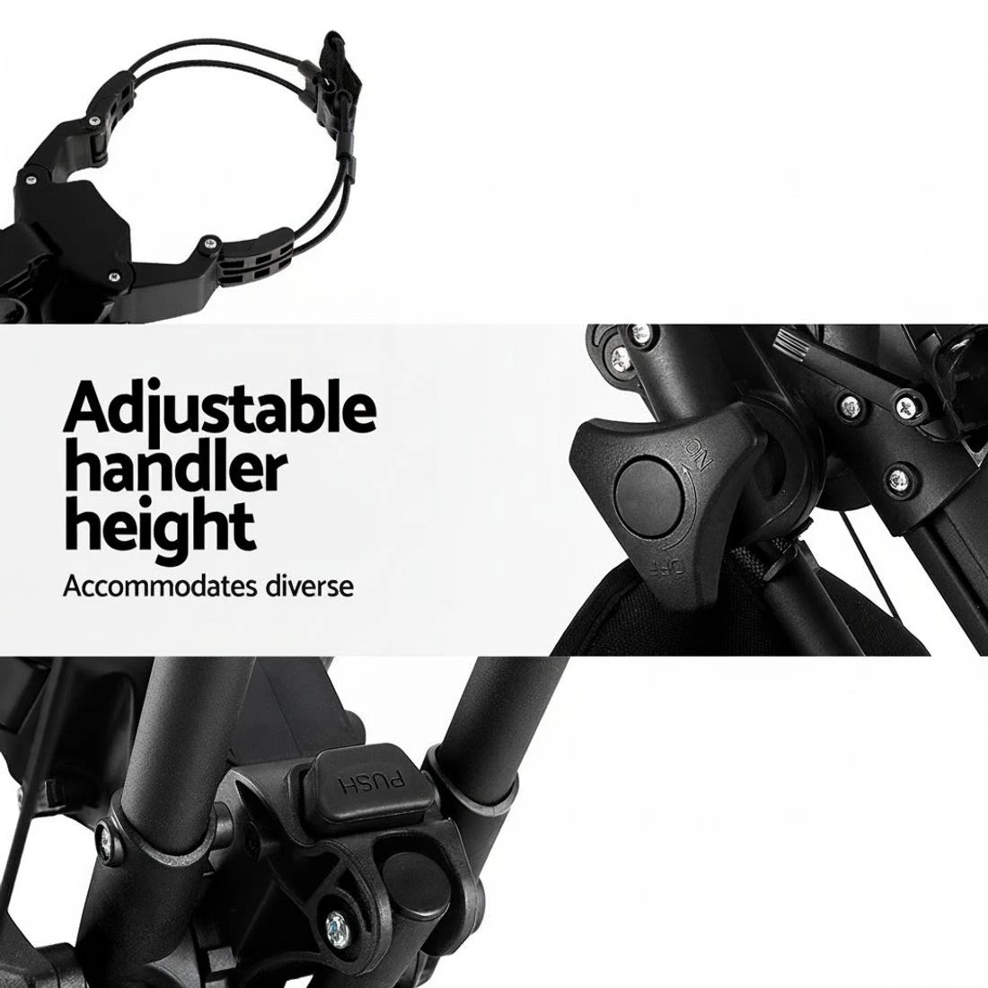 6 Everfit Golf Buggy Foldable Trolley Golf Cart Wheels Umbrella Bottle Holder - Black, 6 of 6