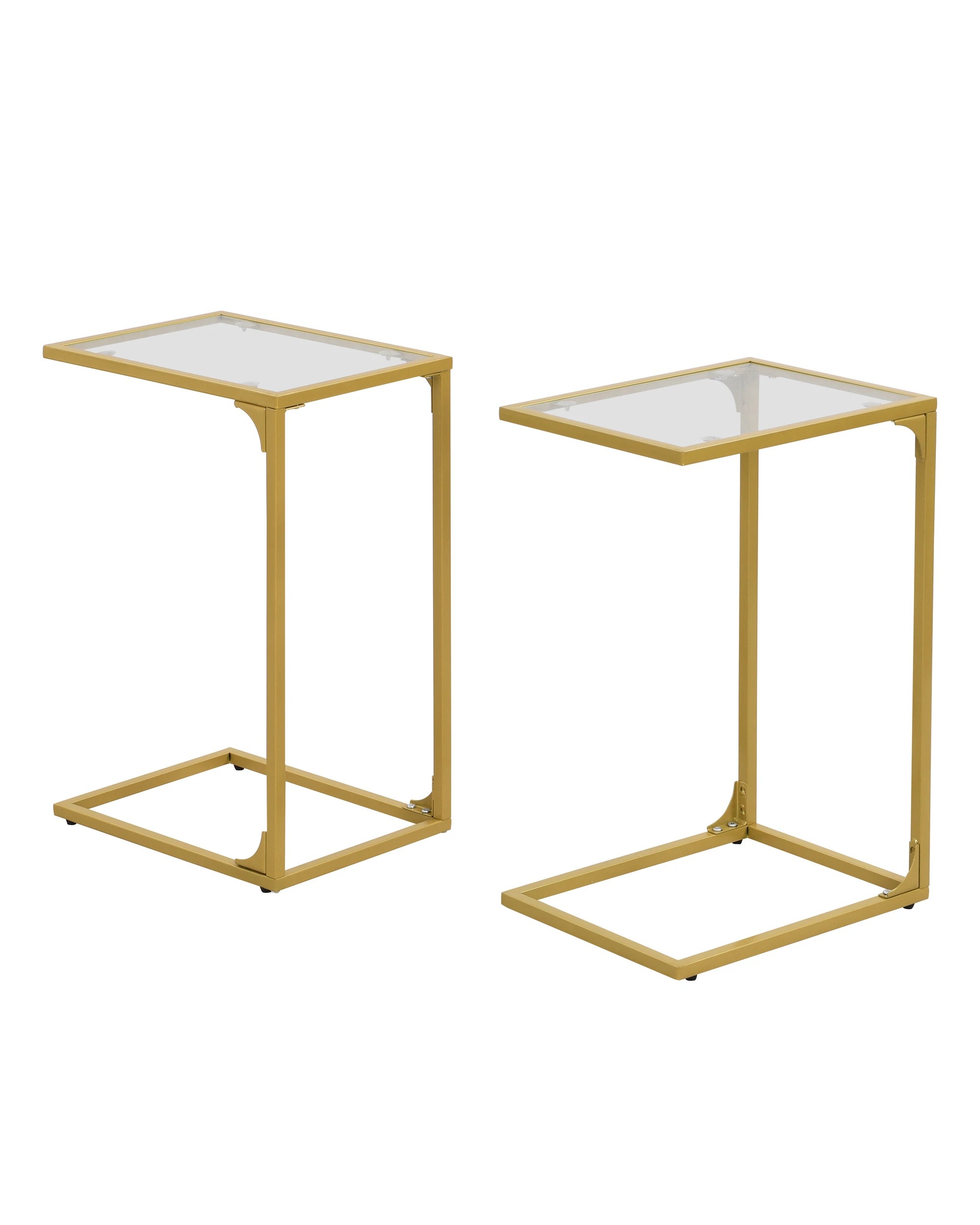1 IHOMDEC Tempered Glass Side Table Set of 2 - Gold, 1 of 10