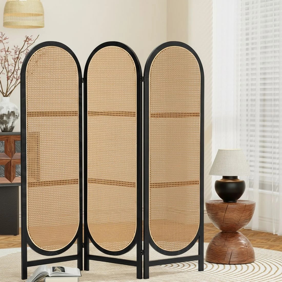 7 Artiss 3 Panel Room Divider Screen 151x180cm Rattan - Brown, 7 of 7