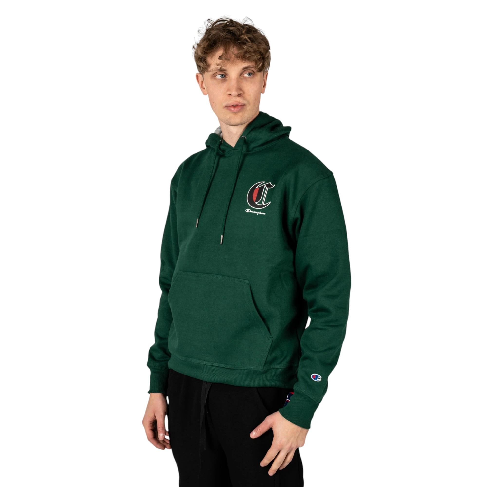 2 Champion Mens Powerblend Forest Peak Green Graphic Hoodie GREEN, 2 of 7